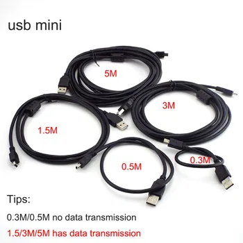 0,3 m/0,5 m/1 m/ 3 m/ 5 m Mini USB Kabel Za punjenje Podataka Kabel USB 5pin T-lučke Удлинительные Kabeli za Priključak Adaptera za računala, MP3 / MP4