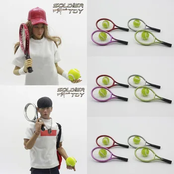 1/6 Skala Mini Tenis Reket Model Dollhouse Minijaturni Sportski Loptu Scena Nakit Za Diy 12 Inča Figurica Igračke Za Tijelo