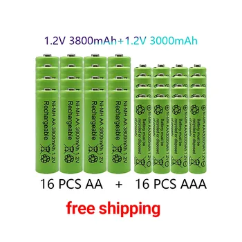 100% originalni 1,2 AA 3800 mah NI-MH Punjive baterije + 1,2 AAA 3000 mah baterija NI-MH baterija