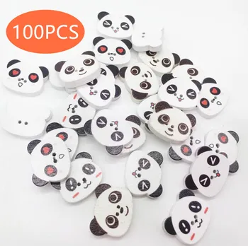 100pc Mješoviti Drvene Tipke Glava Panda Za Odjeću Rukotvorina Scrapbooking Drvene Ukrasne Obrt Ručno Diy Pribor