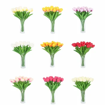 10ШТ Tulipana Buket Umjetnih Boja Sada Dodir Lažni Cvijeće za Kućnu Svadbeni Nakit Unutarnji Dekor Garenne