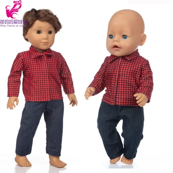 18 Inča Američki Og Dječak Lutka Odjeća Tousers 40 cm Dijete Novorođenče Lutka Pamuk Rešetke Majice Hlače