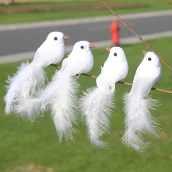1pc Umjetna 3D Pjena Pero Ptica Simulacija Ptica Bijela DIY Večernje Obrt Ukras Rekvizite za Kućno Dvorište Dekoracija za Vjenčanje Nakit