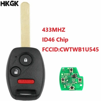 2 + 1 Gumba Daljinskog ključa od 433 Mhz sa čipom CWTWBIU545 ID46 za Honda Pilot 2005-2008