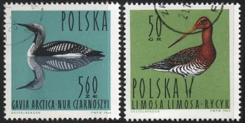 2 kom./compl. Poštanske marke Poljske 1964 Ptice Koriste Poštanske Marke s Oznakama za Kolekcionarstvo