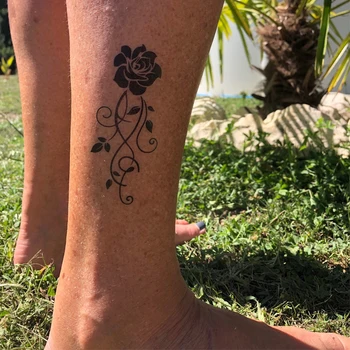2 lista Vodootporne Privremena Tetovaža Naljepnica Cvijet Ruža Flash Tetovaže Crna Kana za Body Art Ruku Lažna Tetovaža Žene Muškarci