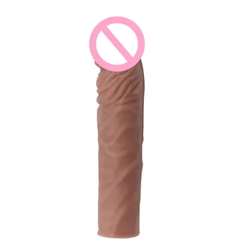 20 cm Realističan Penis Rukava Povećanje Produžni kabel Pojačalo za Višekratnu upotrebu Kondoma Dildo Odgađanje Ejakulacije Penis Rukava Seks Igračaka Za Muškarce