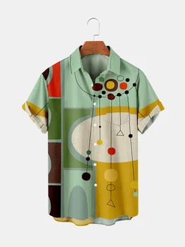 2021 Godišnje Havajski Kreativno Muška majica Kratkih rukava, Majice s Digitalnim po cijeloj površini, Ulični Modni Casual Majica veličine za muškarce, top