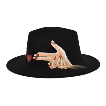 2021 nova фетровая šešir s ručno oslikane i dezena, šešir sa širokim poljima, Panama, фетровая šešir, фетровая šešir s malim krovom, muške i ženske kape, gospodo panama