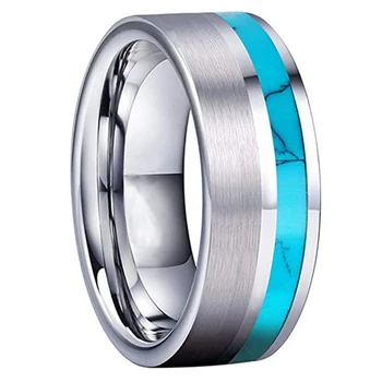 2022 Funky Tirkizna Inlay Angažman Zaručnički Prsten za Muškarce Pribor Upadljiv Nakit Modni Prsten Od Nehrđajućeg Čelika