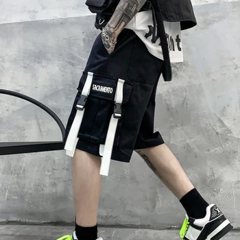 2023 Ljetne Kratke Hlače Teretni Gospodo Harajuku Funky Uličnu Odjeću U stilu hip-hop, punk, Muške Hlače S Trake, Sportski Vojna Odjeća