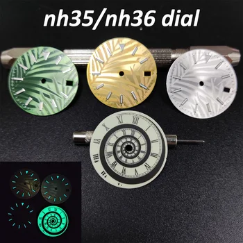 28,5 mm Brojčanik NH35 Novi Brojčanik Plava Zelena Svijetla za NH35/NH36 Mehanizam 3 sata Pribor za sat 001