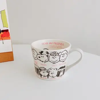350 ml Snoopy Obiteljski Portret Bubalo stakleno Keramička Šalica Mliječna Šalica Crtani Kava Mliječna Šalica otporan na Visoke temperature Kawai Anime Igračka Poklon