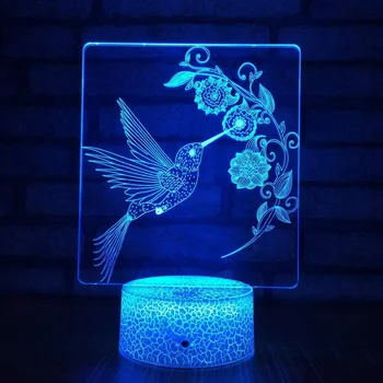 3D Lampa Ptice, 3D noćno svjetlo za Djecu s daljinskim upravljačem i Pametan Dodirom, 7 Boja, 16 Boja, Mijenja Igračke, Pokloni za Dječake i Djevojčice