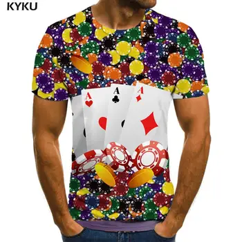 3d t-Shirt Igraće Karte Majica Za Muškarce Poker Majice Svakodnevno Igre Igre Zabavne majice, Šarene Anime Odjeća Kratki Rukav Majice