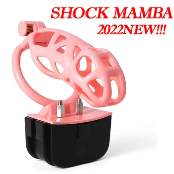 3D Tiskano Električni Šok Mamba Muški Nevinost Kavez Mamba Kobra Zakrivljeni Prsten za Penis Stanice BDSM Trener Zona seks igračaka za muškarce