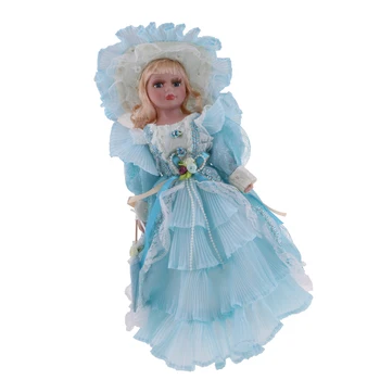 40 cm Porculan Lutka Victorian Dama Figurice s Drvenim Postoljem za Zbirke Odrasle