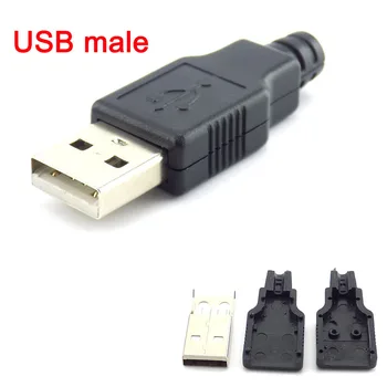 5/10 kom. 4-Pinski Konektor, USB 2.0 Tipa A Priključni utičnica Priključak za adapter Sa Crnim Plastičnim Poklopcem Tip Lemljenje DIY Priključak H10