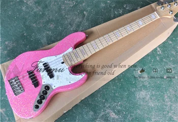 5-струнная bas-gitara, pink bas seliver particles V7, tijelo od lipe, vrat od javora, maska u obliku školjke, 24 praga, aktivni baterija