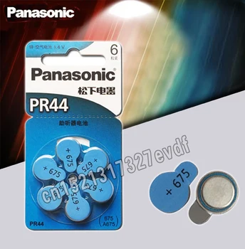 6 kom./LOT Baterije za slušni aparat PR44 za Panasonic 675 A675 Аудиофон za gluhe Kohlearni gurnuti baterije 11,6 mm * 5,4 mm