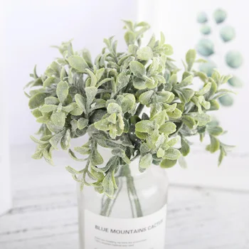 6 kom. plastičnih umjetno cvijeće lažni listovi eukaliptusa bijela mali buket DIY pribor umjetne biljke vjenčanje dekoracije doma