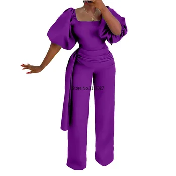 Afrička Odjeća za Žene 2021 Ljeto Afričke Žene Kratkih Rukava Plus Size Dug Kombinezon Afrička Odijevanje