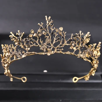 Barokne Vintage Kristalna Kruna Tijara Sa Štrasom Princeza Leptir Gradacija Krune I Tiaras Vjenčanje Pribor Za Kosu Nakit