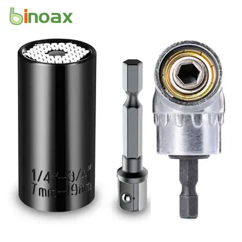 Binoax 7 mm 19 mm Univerzalni Držač sa čegrtaljkom, Okasti Ključ, Adapter za Bušilice i Produžni kabel s pravim kutom 105 stupnjeva, Bušilice B
