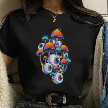 Bodovi Print Kpop Ženska t-shirt Majica Harajuku Estetika Crne Majice t-Shirt 2022 Nova Jesensko-Zimska Moda Y2k Ženska Majica