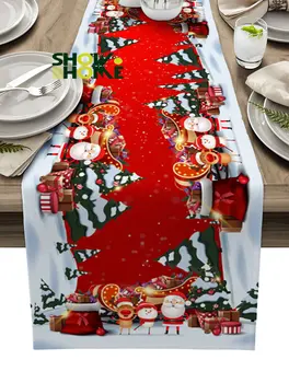 Božićno Drvce Djed Mraz Los Poklon Tablica Pjesma Svadbena Dekoracija Poklopac Površine Božićni Ukras Svečani Stolnjak College