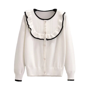 Crna, Bijela Boja Korejski Stil Modne Pulover Za Za Žene Dame Džemper 2022 Odjeća Majice Korektivne Bluza Ženska