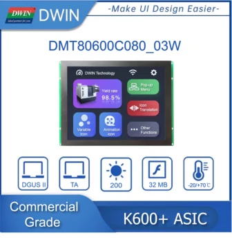 DWIN TFT LCD Zaslon LCM Modul 8,0 cm 800*600 Rezolucija UART Serijski HMI Touchpad je Uređaj za Prikaz DMT80600C080_03W