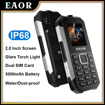 EAOR IP68 Robustan Telefon Vodootporan Prašinu Telefon s Tipkovnicom Dual SIM 3000 mah Velika Baterija Tipku Telefon Funkcija Telefon s Bakljom