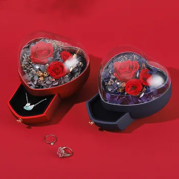 Eksplozivne Poklon Kutija u obliku srca Vječni Ruža Cvijet Kutija Za Nakit za Vjenčanje Rođendan Božić Poklon Za Valentinovo