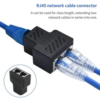 Ethernet Razdjelnik 1 do 2 Načina Dvostruki Ženski Priključak ABS Stabilan Prijenos RJ45 LAN Prilagodnik za Računalo