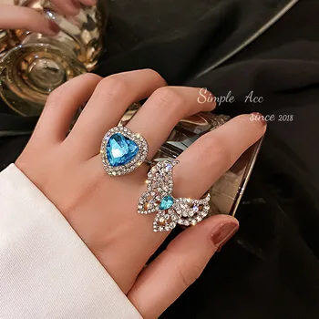 Europski i američki modni identitet dijamant leptir ljubav otvoreni prsten ženski temperament fin nakit