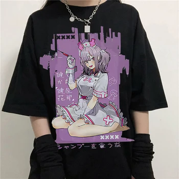 Godišnja ženska t-shirt Kawaii u japanskom stilu, po cijeloj površini Djevojke-ljubav i Kratkim rukavima, Animacija, Sportska Top u stilu Харадзюку, Ulzzang, retro odjeća