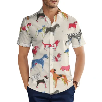 Havajske Košulje Modni Crtani Ljubimci su Psi se Smiju Art 3D Grafičke Svakodnevne Košulje Ljetne Majice Kratkih Rukava Camisas S-5XL muški top