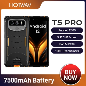 Hotwav T5 Pro 4G Solidne Android smartphone 12 6,0 cm Ekran 4 GB 32 GB 7500 mah Snažna baterija od 13 Mp Glavna Kamera Mobilni telefon