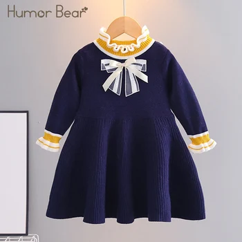 Humor Bear/ Tople Pletene Haljine za djevojčice, Novi Jesenski Odijelo, Haljinu-džemper dugih rukava, Haljina princeze, Zimska Odjeća za bebe od 2 do 6 godina