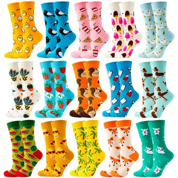 Jesensko-zimske Nove Zabavne ženske čarape, Čarape sa životinjama, Povrće Voće, Кавайные Slatka Modne Čarape u stilu Харадзюку, Nadkoljenice
