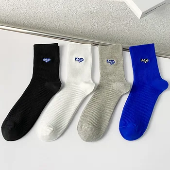 Jesensko-zimske čarape, ženske pamučne čarape s vezom i slovima sportski i za odmor košarkaške čarape s džokerom, čarape, čarape