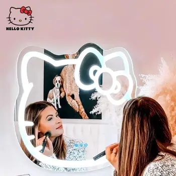 Kawaii Sanrio Hello Kitty Led Ogledalo Sedam Boja Defog Slatkog Zidnih Ogledala Za Šminkanje Desktop Pametna Ogledalo Za Šminkanje Poklon Za Djevojke