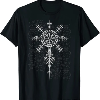 Klasični skandinavski keltski simbol – majica Viking Compass Vegvisir. Muška Majica Premium klase Od Pamuka Kratkih Rukava i Okruglog Izreza, Nova S-3XL