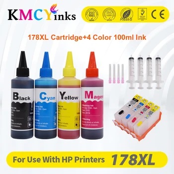 KMCYinks Višekratnu upotrebu ink cartridge HP178 + čip i 400 ml tinte za HP 178 Photosmart 5510 5520 6510 6520 B8553 B109a B109n B110a