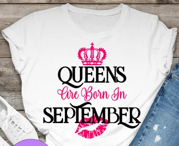Kraljice su rođeni u kolovozu/rujnu/ožujak/studenom t-Shirt s Grafičkim po cijeloj površini Ženska Odjeća Seksi Usne rođendanski Poklon Majica Femme