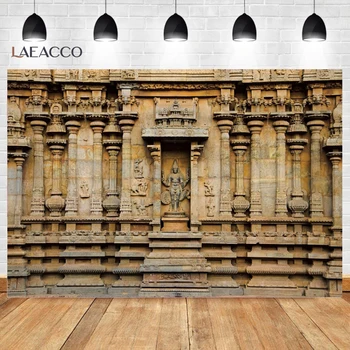 Laeacco Vinil Pozadina Indijski Hram Je Izgrađen Stari Starinski Crkvene Dekor Za Zurke S Uzorkom Pozadina Fotografije Za Foto-Studio