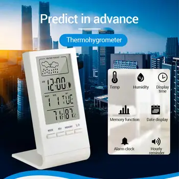 LCD Zaslon Elektronski Digitalni Temperatura Mjerač Vlage Termometar Hygrometer Unutarnji vremenska stanica Sat Stolni Satovi Za Dom