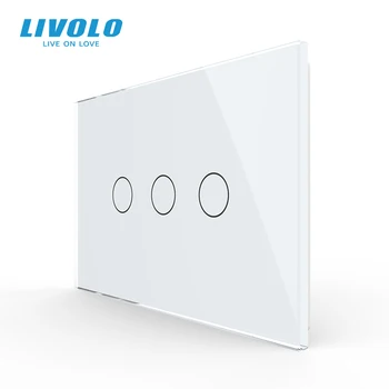 LIVOLO Standard SAD 3 gang Zidni Touch screen 110-220 U Bloku Prekidač, Kristalno staklo, pozadinsko Osvjetljenje, zaslon osjetljiv na Dodir za upravljanje
