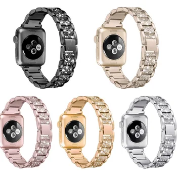Luksuzni Dijamant Remen za Apple Watch 6 SE 5 4 Grupa od 44 mm 40 mm Metalna Narukvica od Nehrđajućeg Čelika za iwatch 3 2 1 Grupa 42 mm 38 mm